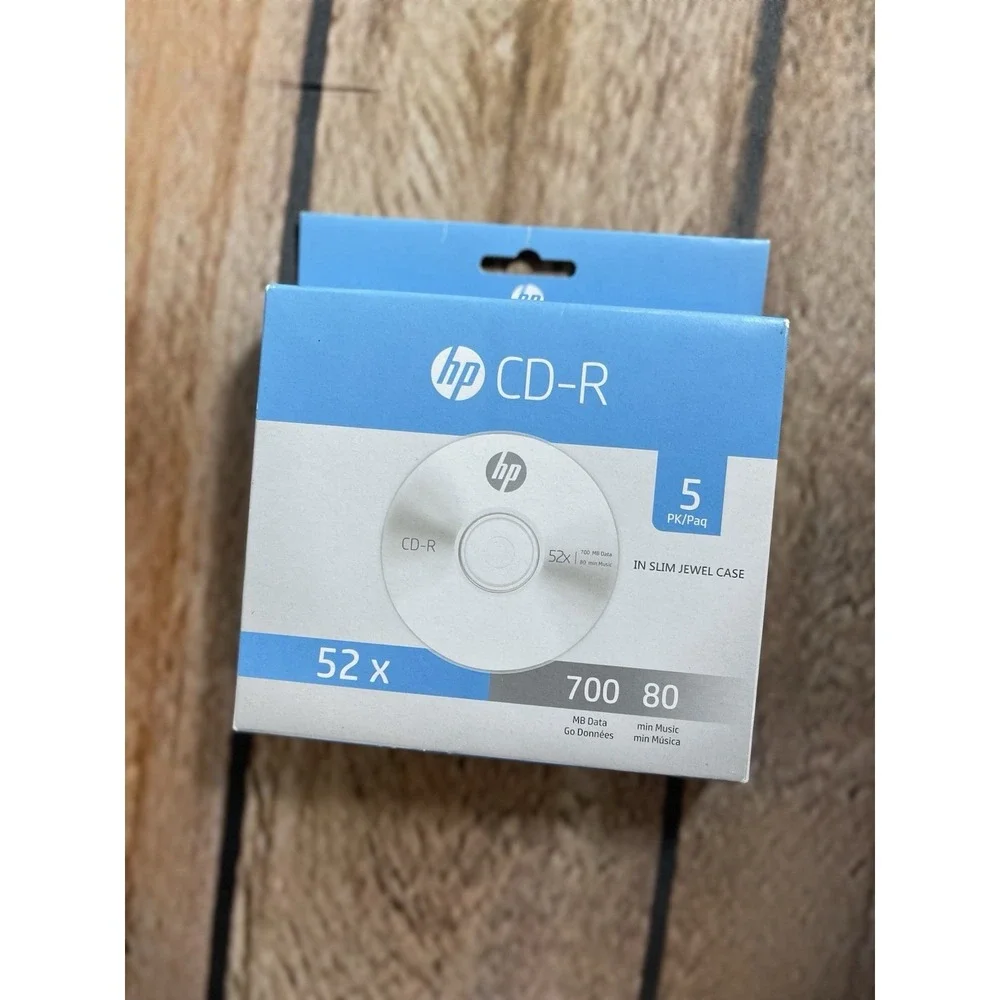 5 Pack HP CD-R in Slim Jewel Case, 52x-‎ 700MB Data- 80min Music. New